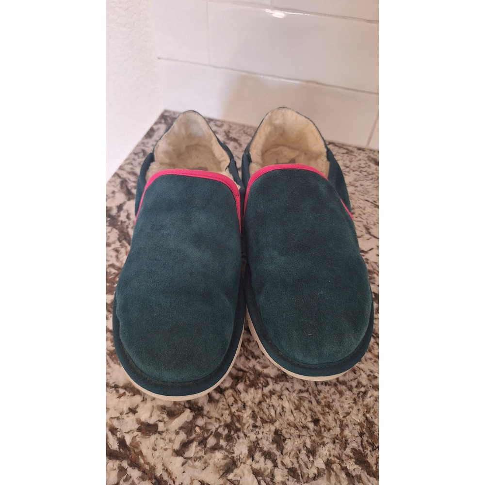UGG Tasman Teal Suede Pink Trim Wool Lined Slip On Shoes 3010 Mens 9